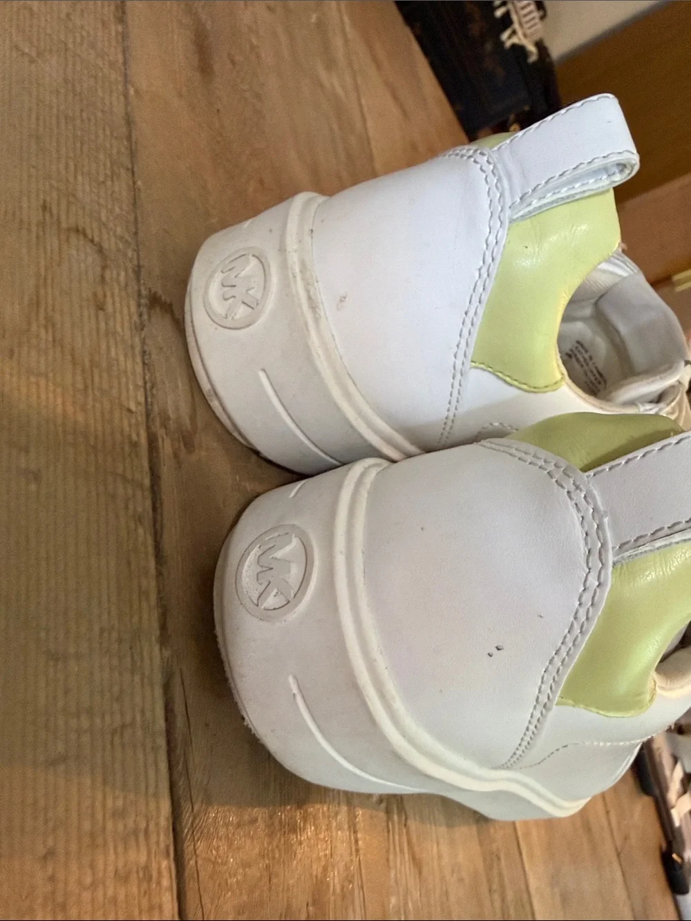 Michael Kors White Platform Sneakers with Pale Yellow Heel